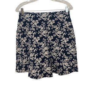 Loft Navy Blue & White Floral Mini Skater Skirt Small
